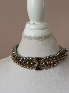 Marc by Marc Jacobs Multi-Strand Choker – Pearl & Crystal Statement